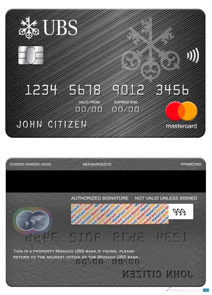 Download Monaco UBS bank mastercard Photoshop template
